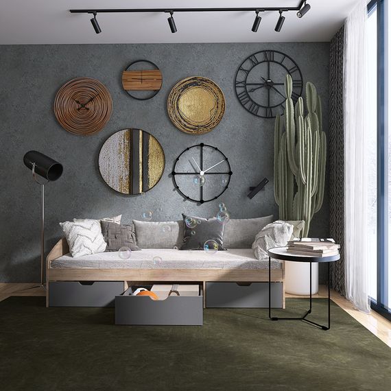 Ліжко односпальне з ящиками Еверест Комфорт 3 193х84х59  см Дуб сонома/Графіт (EVR-5735) | Зображення 3