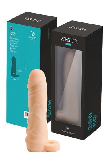 Насадка на пеніс Virgite S9 бежева, 16.4 см | Зображення 1