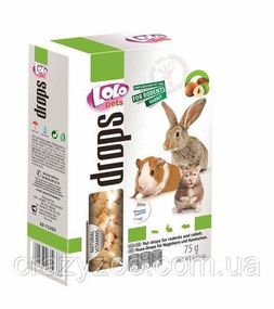 Лакомство для грызунов и кролика Lolo Pets Дропсы ореховые 75 гр LO-71033