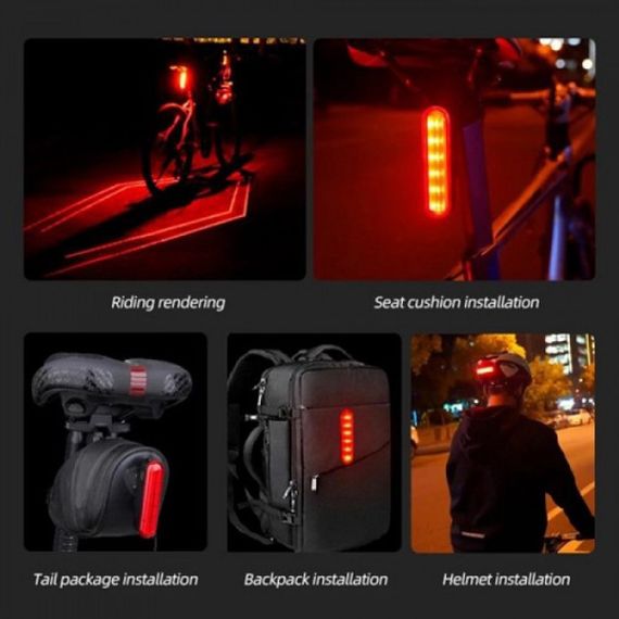 Велосипедный фонарь аккумуляторный LEADBIKE LD80-6LED с лазерной разметкой велофонарь, Фонарь стоп | Зображення 5