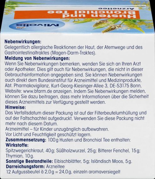 Чай Mivolis Husten und Bronchial Tee 12 пакетиків – для здоров’я бронхів та полегшення кашлю | Зображення 4