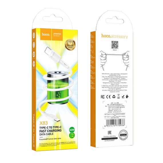 USB Hoco X83 60W Type-C to Type-C | Зображення 1