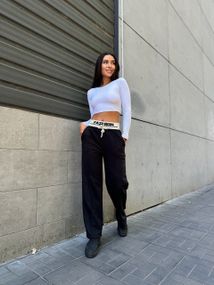 Женские брюки палаццо со стрелками CU383 цвет черный, размер 48