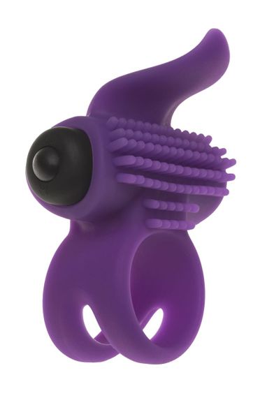 Эрекционное виброкольцо Adrien Lastic Bullet Lastic Ring с язычком и щеточкой для стимуляции клитора sexstyle