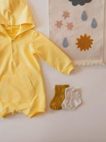 Боді світшот для малюка з капюшоном і кишенею, колір світлий лимон, 0–24 міс 86