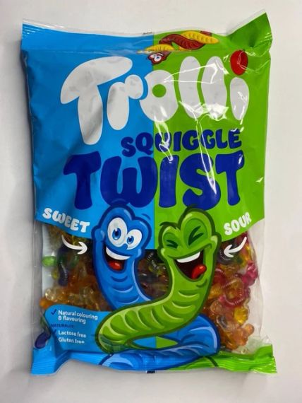 Цукерки желейні жувальні Trolli Squiggle Twist (черв'яки), 150 г, Німеччина, черв'яки цукерки