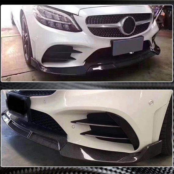 Передний Бампер Лип V3 для C43 AMG 2019-2021 Карбон для Mercedes C-сlass W205 | Зображення 1
