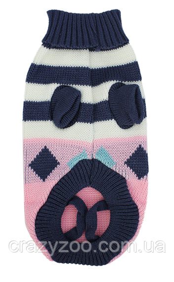 Свитер для собак и котов EcoToys Stripe XL розовый бело-синяя полоска A: 38 см B: 34 см C: 20 см 6910 | Зображення 1