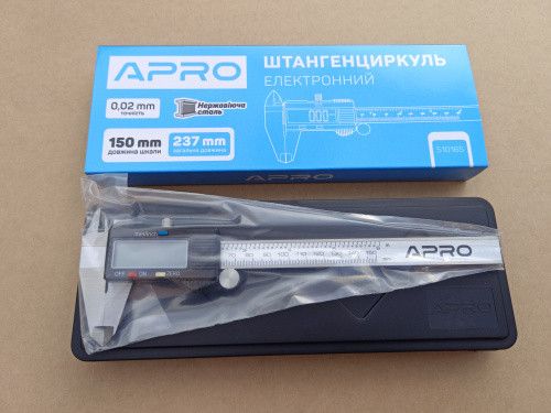 Штангенциркуль електронний 150-мм пластиковий корпус (батарея 1,5В) APRO