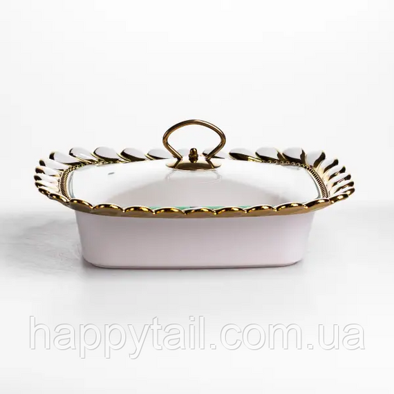 Мармітниця порцелянова Tiffany 1 л квадратна на металевій підставці з підігрівом 28х23х7 см SX42-1 | Зображення 2