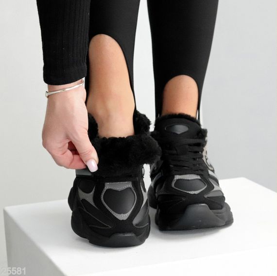 Круті зимові чорні сірі молодіжні кросівки на потовщеній підошві | Зображення 8