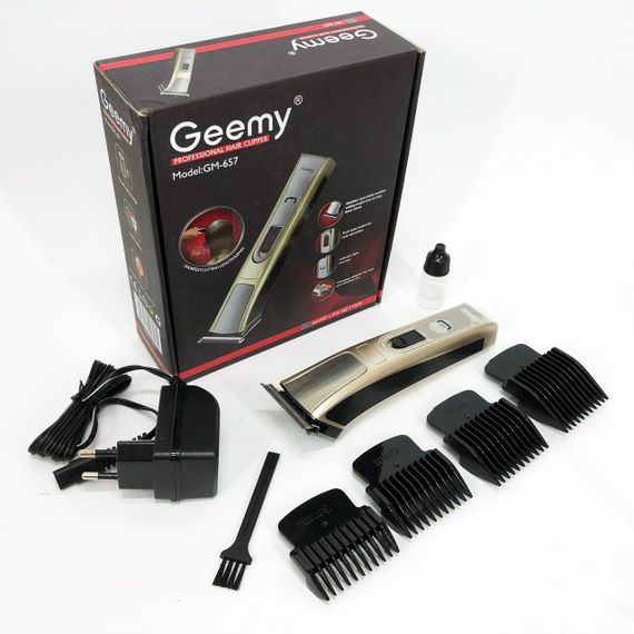 Машинка для стрижки Gemei GM-657 бездротова з комплектом насадок, Перукарські машинки | Зображення 3