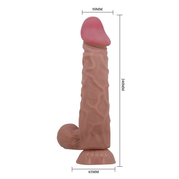 Фалоімітатор з мошонкою BAILE Sliding Skin 9,4'' Flesh Bendable Suction base TPR Sex Aura | Зображення 2