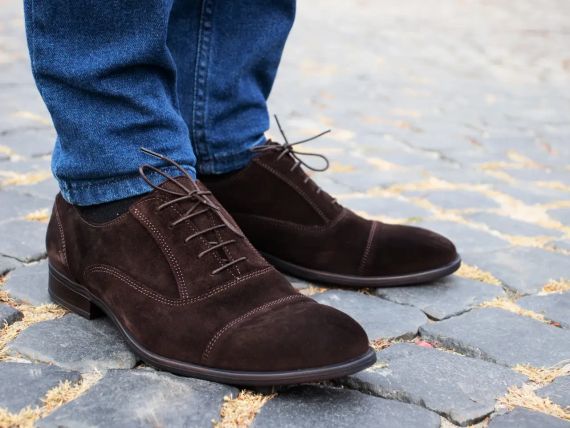 Замшевые коричневые оксфорды 44 размер | Зображення 4