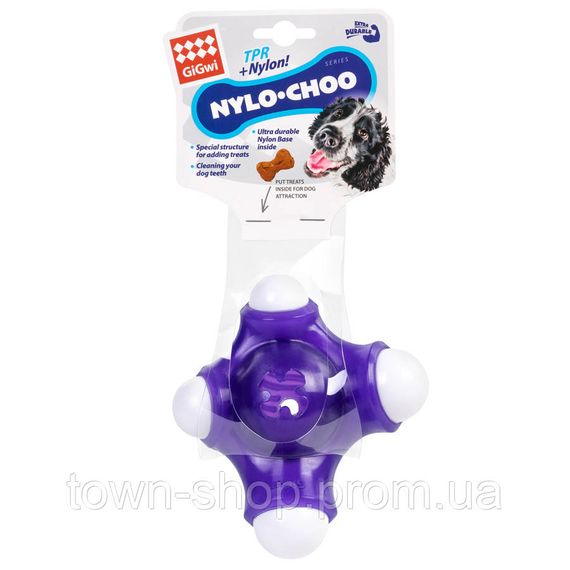 Игрушка для собак Кость квадробон GiGwi Nylo-choo, нейлон, резина. 15 см | Зображення 1