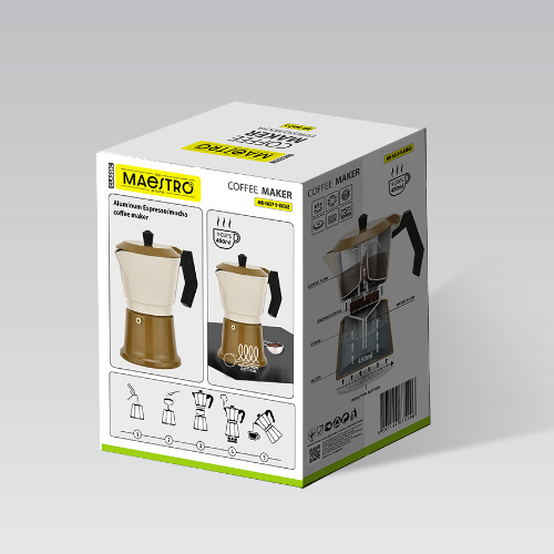 Кавоварка гейзерна 450мл алюмінієва бежевий MR-1657-9-BEIGE Espresso Moka Maestro | Зображення 4