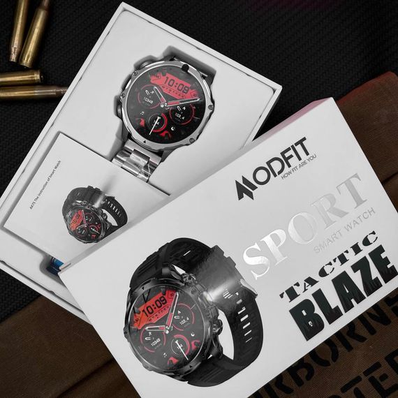 Розумний годинник Modfit Tactic Blaze Silver Steel + ремінець в подарунок | Зображення 1