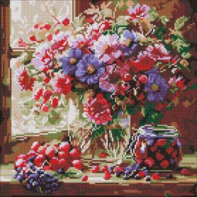 Алмазная мозаика "Букет и фрукты" ©art_selena_ua AMO8314, 40х40 см