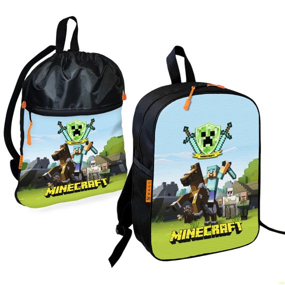 Шкільний рюкзак дитячий Minecraft + Сумка для взуття спортивної форми рюкзак-мішок для хлопчика (01719)