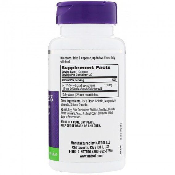 Тріптофан Natrol 5-HTP 100 mg 30 Caps | Зображення 1