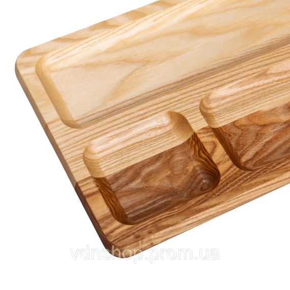 Доска для подачи деревянная 30×20 см прямоугольная на 3 секции T47W200 | Зображення 2