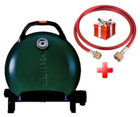 КОМПЛЕКТ Портативний переносний газовий гриль O-GRILL 600T, зелений + шланг в подарунок! Код: 011679