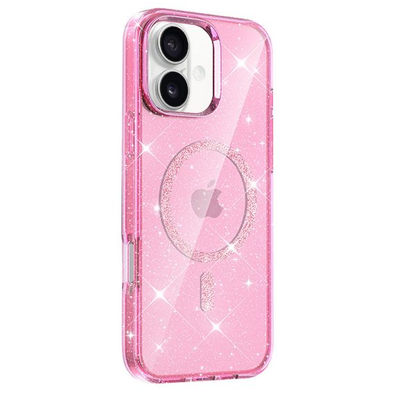 Чехол TPU Eclipse Sparkle (MagFit) для Apple iPhone 16 (6.1") Pink | Зображення 1