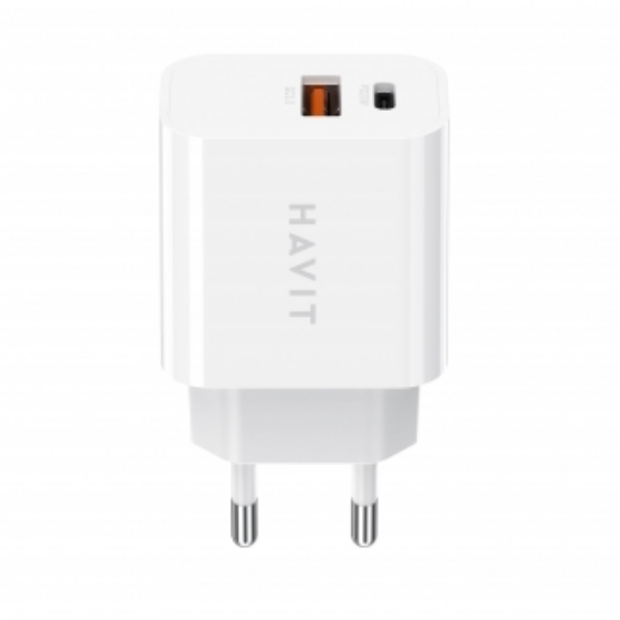 Зарядний пристрій мережевий USB/Type-C QC+PD 20W білий Havit HV-UCP007