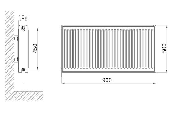 Радіатор сталевий Thermo Alliance IMAS 22 тип 500x900 мм бічне підключення (TAI22500900K) | Зображення 1