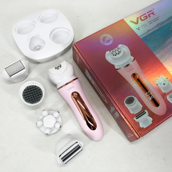 Епілятор VGR 5 в 1 V-751, 5 насадок. Колір: рожевий | Зображення 1