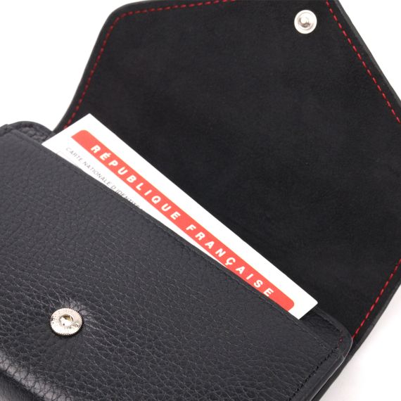 Классический горизонтальный женский кошелек с монетницей из натуральной кожи KARYA 21071 Черный | Зображення 5