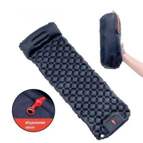 Туристический надувной матрас Каремат с подушкой со встроенным насосом 60 см на 190 см. Outdoor Sleeping
