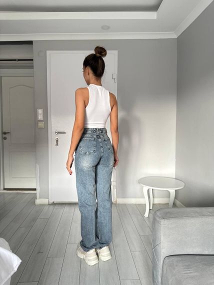 Джинсы женские классические с высокой талией цвет синий 😍 | Зображення 6