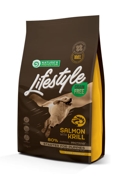 Корм Nature's Protection Lifestyle Grain Free Salmon with krill Starter For Puppies сухий з лососем для цуценят 1.5 кг