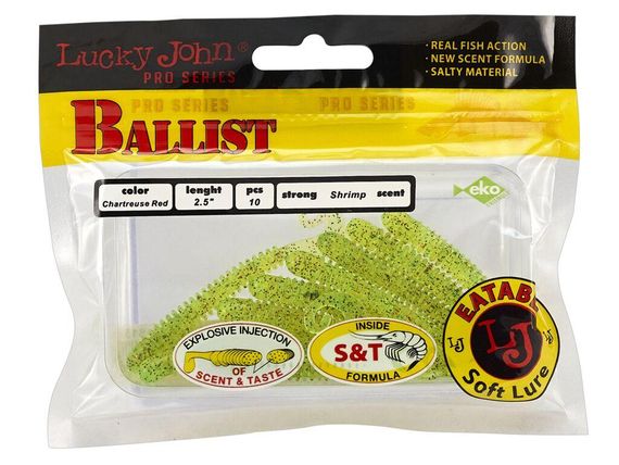 Твистер Lucky John Лаки Джон Ballist 2.5" S15 10 шт в упаковке | Зображення 1