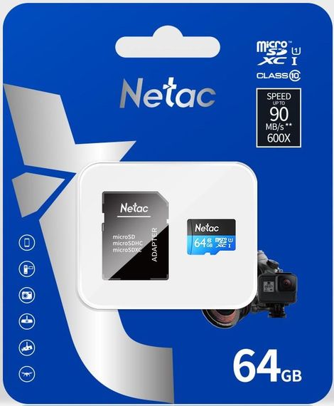 Карта пам'яті Netac microSD 64GB C10 UHS-I R80MB/s + SD (NT02P500STN-064G-R) | Зображення 5
