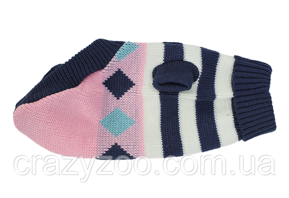 Свитер для собак и котов EcoToys Stripe XL розовый бело-синяя полоска A: 38 см B: 34 см C: 20 см 6910 | Зображення 2