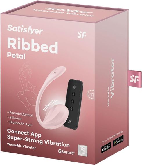 Смарт-віброяйце Satisfyer Ribbed Petal Connect App Rose, керування зі смартфона, пульт ДК | Зображення 6