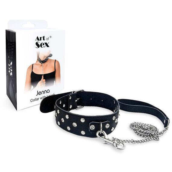 Нашийник з повідцем Art of Sex Jenna Collar with Leash Чорний One Size | Зображення 3