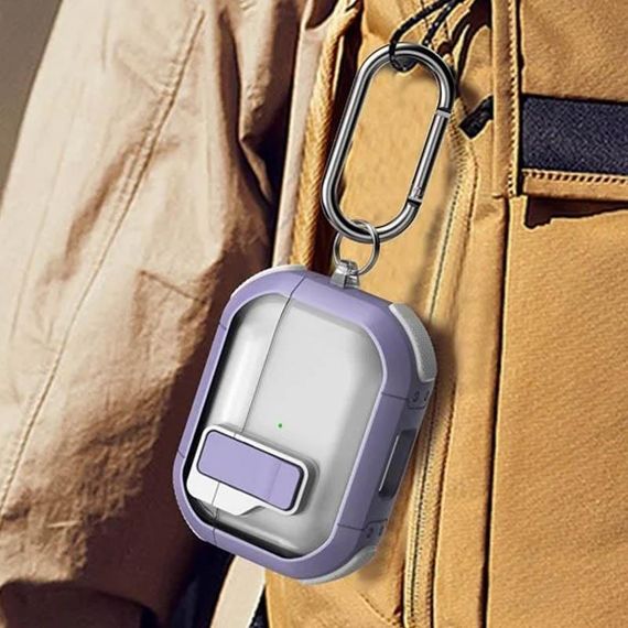 Противоударный футляр Locking Button для наушников AirPods Pro 2 / Pro (Apple Green) Light Purple | Зображення 5