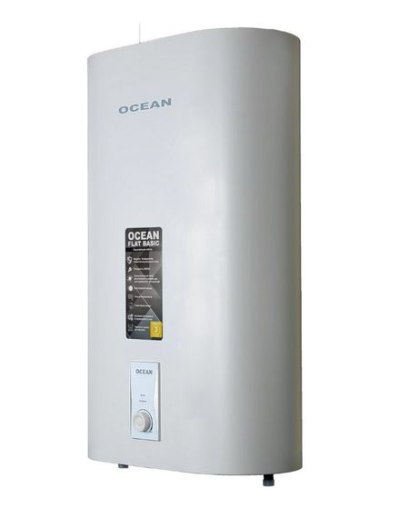 Водонагрівач Ocean FLAT BASIC 50 л, 2,0 кВт, "мокрий" ТЕН, прямокутний, вертикальний, білий (RZB50M ET+WT) | Зображення 3