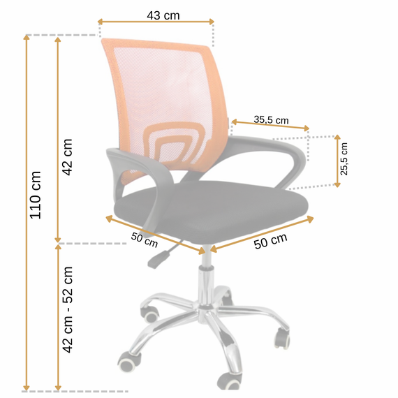 Кресло офисное на колесах Bonro Бонро B-619 Orange (40030007) | Зображення 5