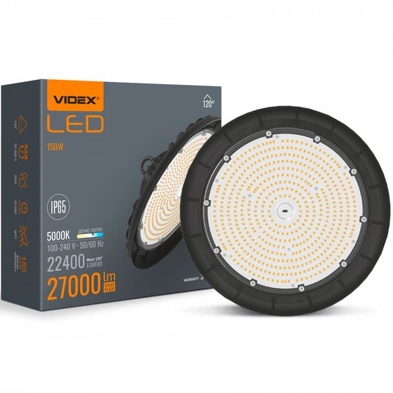 Світлодіодний світильник висотний ХайБей VIDEX 150W 5000K 22000Lm Чорний (VL-HB01-1505B) | Зображення 1