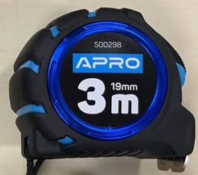 Рулетка магнітна гумова автостоп, подвійний зачіп 3 мх19 мм APRO