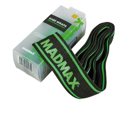 Бинти на коліна MadMax MFA-299 Non slide &amp; slip knee wraps 2.0m Black/Green