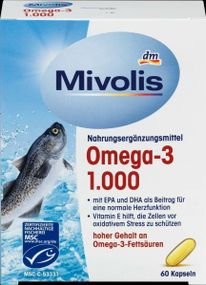 Капсули Омега-3 1000 мг. Міволіс Mivolis Omega-3 1000 mg. Риб'ячий жир морських риб