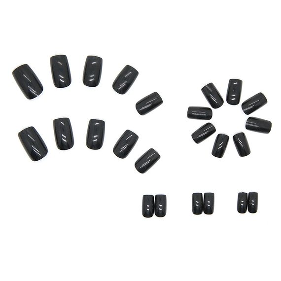 Накладні нігті з клеєм CF012 Чорний 24 шт (A9682) | Зображення 1