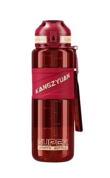 Спортивна пляшка KANGZYUAN 700 мл — Червона Tritan BPA-free, ударостійка еко-пляшка з трубочкою та ремінцем | Зображення 1