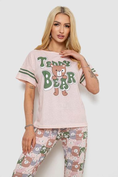 Пижама женские с принтом  -уценка, цвет персиковый, 243R15412-U | Зображення 1