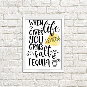 Постер в рамке When life dives you grab salt tequila 30x42 см, A3 (WMT3_18S002_WH)